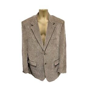 Corduroy Sport Coat Mens 46L Cotton Brown Single Breasted Notch Lapel Academia